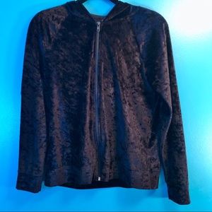 City Streets Black Velvet Zip Up Hoodie